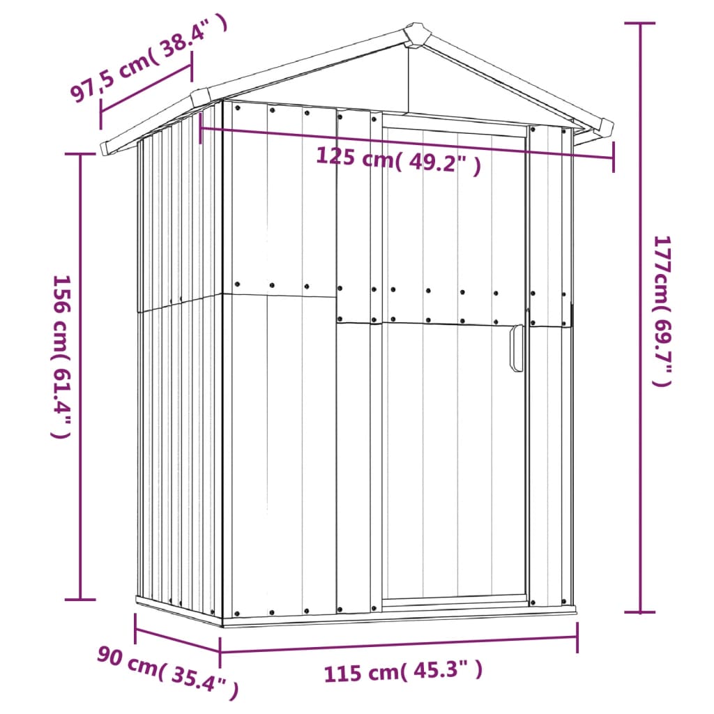 Abri de Jardin Compact en Acier - 1,26m x 0,98m x 1,77m