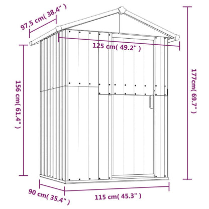 Abri de Jardin Compact en Acier - 1,26m x 0,98m x 1,77m