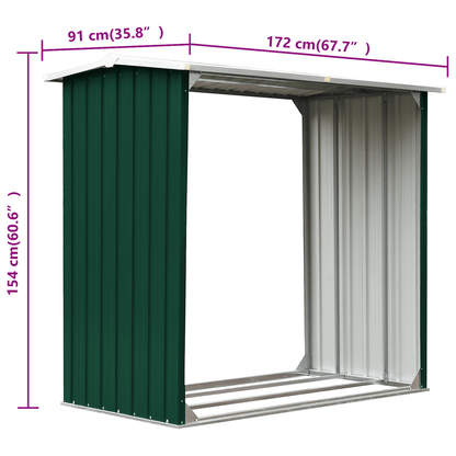 Abri à Bûches en Acier Galvanisé - 1,72m x 0,91m x 1,54m
