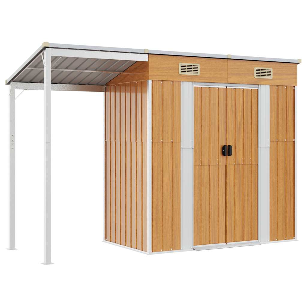 Abri de Jardin 2-en-1 avec Bûcher en Acier Galvanisé - 2,77m x 1,07m x 1,81m