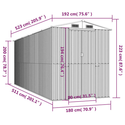 Abri de Jardin XXL modulable 10.21m/1.92m  en Acier Galvanisé