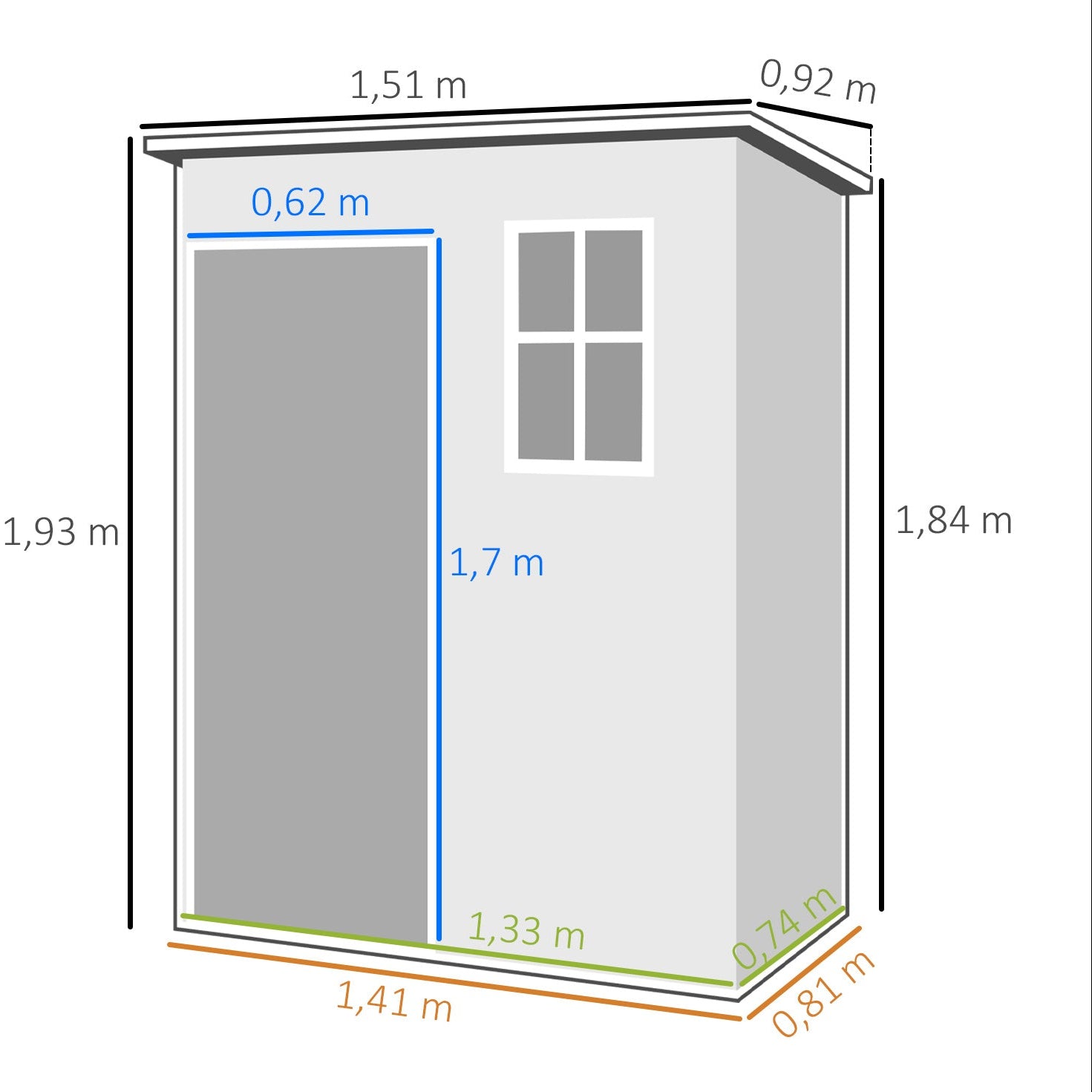 Abri de Jardin en Aluminium et PP avec Fenêtre 1.51m x 0.92m x 1.93m
