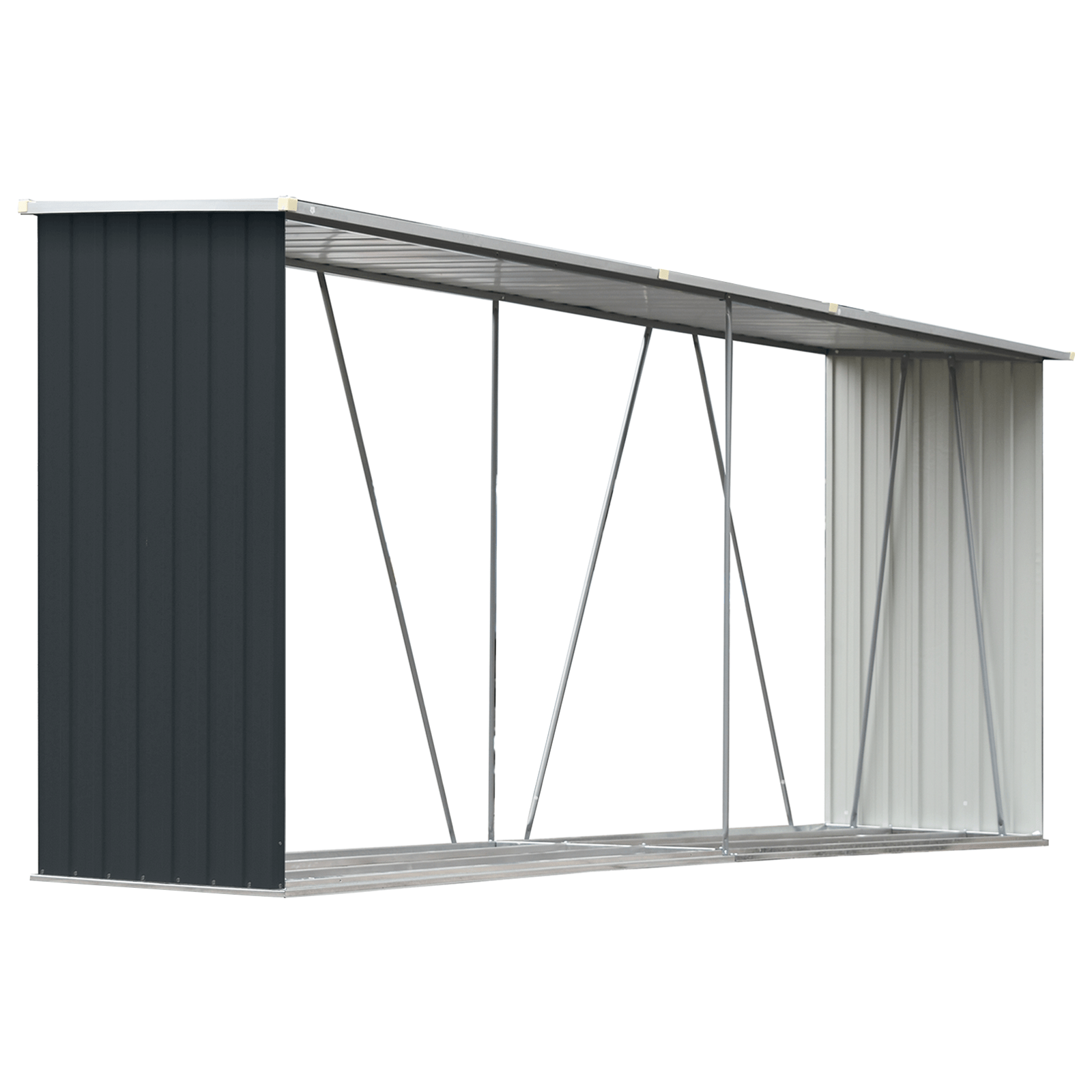 Abri à Bûches XXL en Acier Galvanisé - 3,30m x 0,84m x 1,52m
