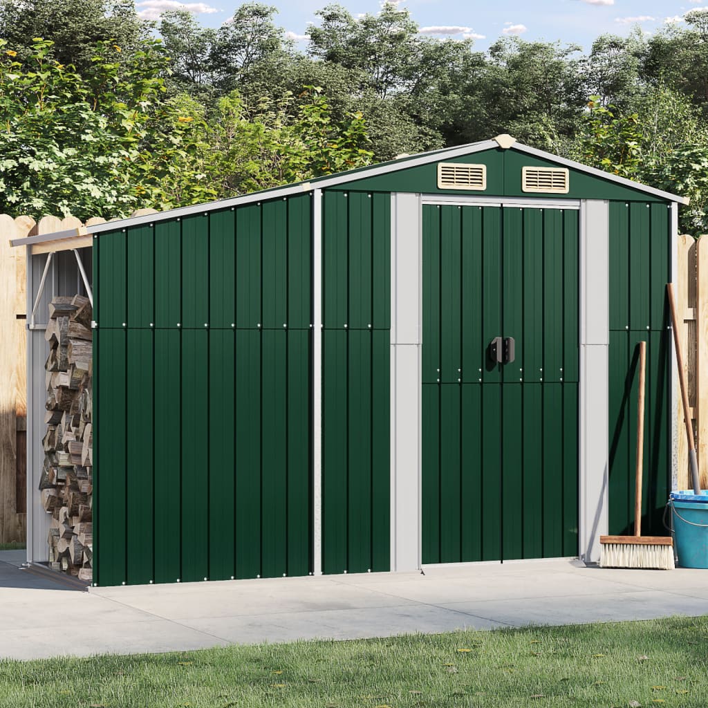 Abri de Jardin 2-en-1 avec Bûcher en Acier Galvanisé