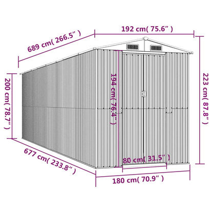 Abri de Jardin XXL modulable 10.21m/1.92m  en Acier Galvanisé