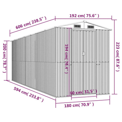 Abri de Jardin XXL modulable 10.21m/1.92m  en Acier Galvanisé