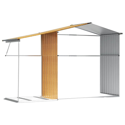 Abri de Jardin 2-en-1 avec Bûcher en Acier Galvanisé