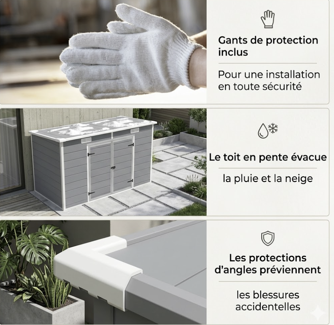 Abri de Jardin en Résine  - Étanche & Traité UV - 2,38m x 1,25m x 1,83m