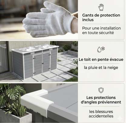 Abri de Jardin en Résine  - Étanche & Traité UV - 2,38m x 1,25m x 1,83m