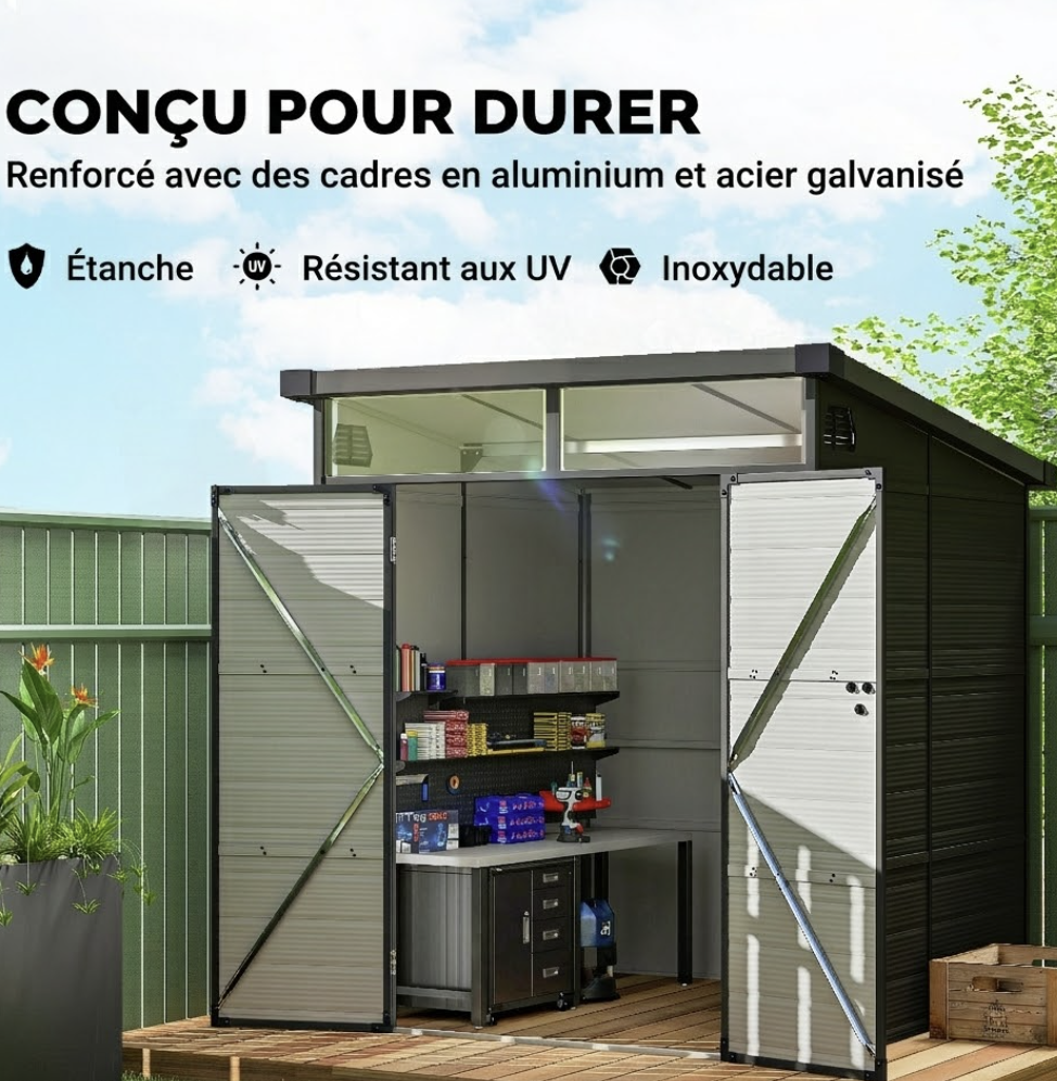 Abri de Jardin en Résine - 1,91m x 1,90m x 2,15m