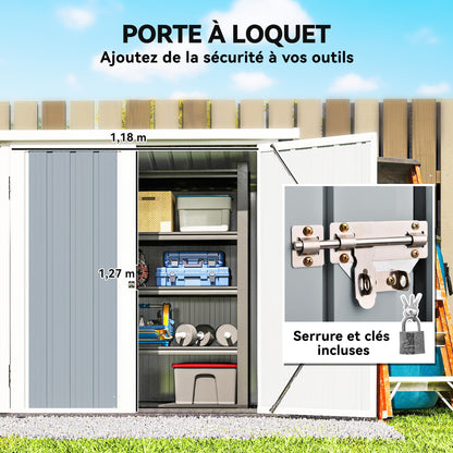 Abri de Jardin en Acier Galvanisé avec Serrure - 1,47 m x 0,86 m x 1,34 m