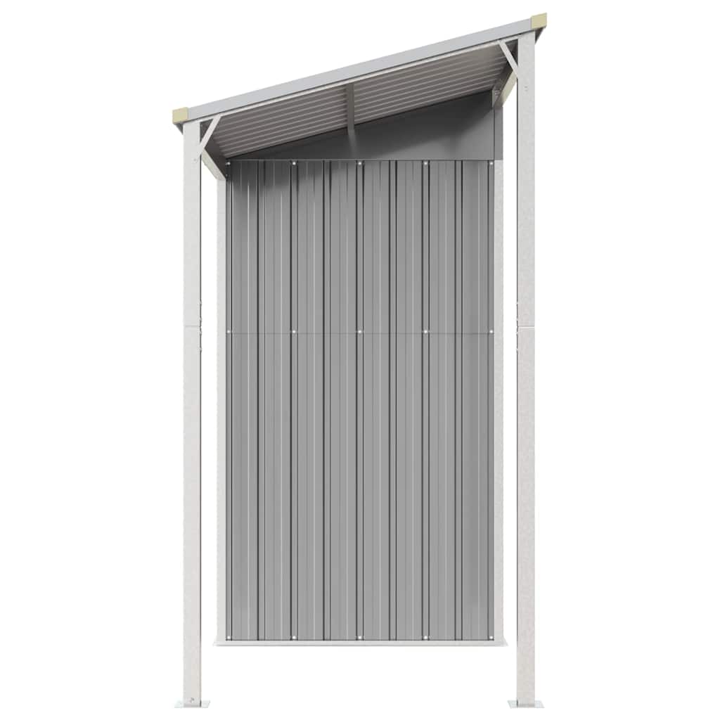 Abri de Jardin 2-en-1 avec Bûcher en Acier Galvanisé - 2,77m x 1,07m x 1,81m