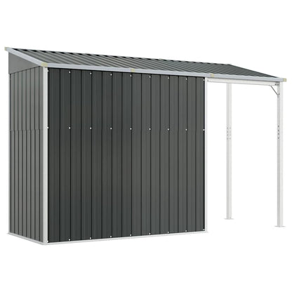 Abri de Jardin 2-en-1 avec Bûcher en Acier Galvanisé - 2,77m x 1,07m x 1,81m