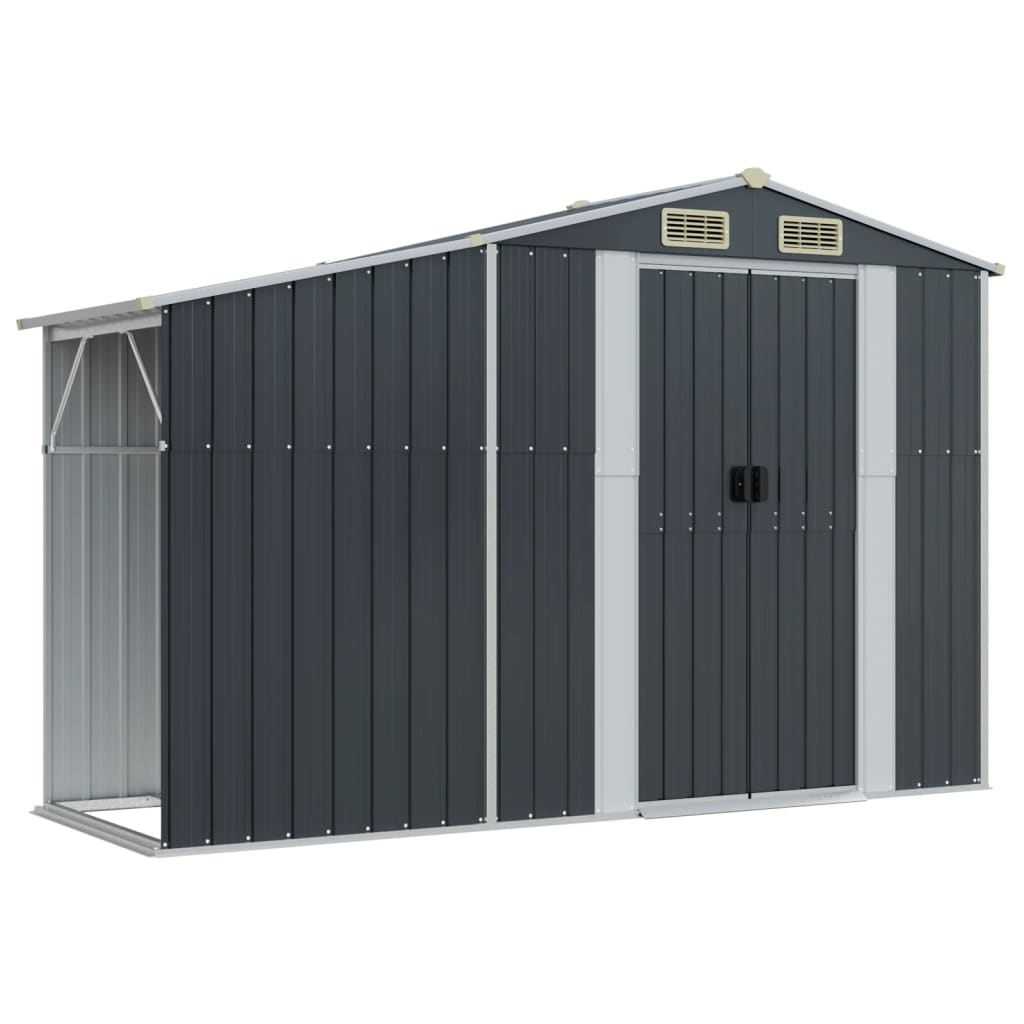 Abri de Jardin 2-en-1 avec Bûcher en Acier Galvanisé