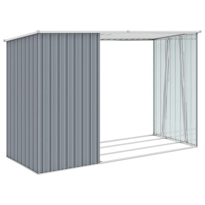 Abri de Jardin 2-en-1 avec Bûcher en Acier Galvanisé - 2,45m x 0,98m x 1,59m