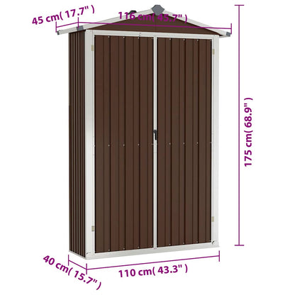 Armoire de Jardin Murale en Acier - 1,16m x 0,45m x 1,75m