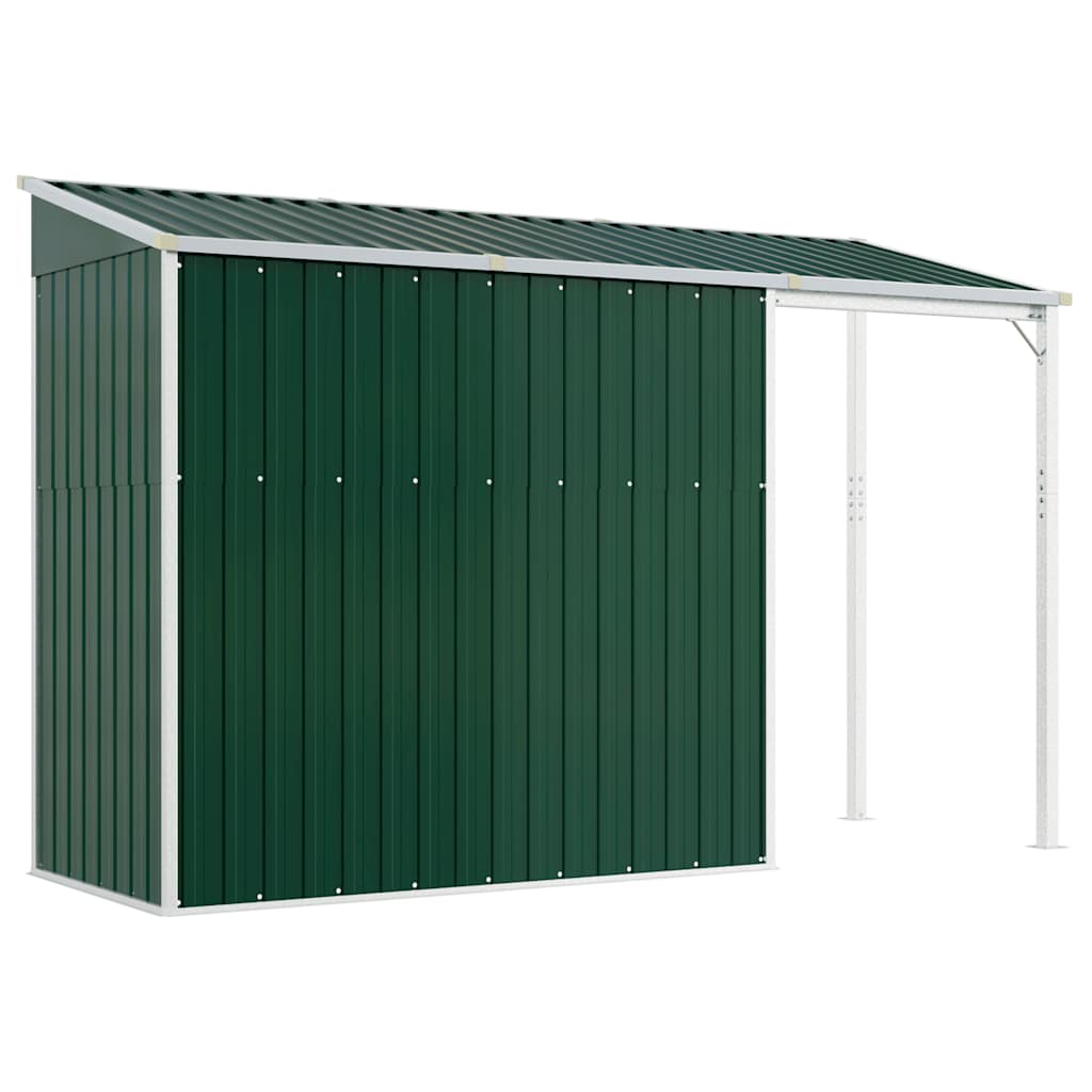 Abri de Jardin 2-en-1 avec Bûcher en Acier Galvanisé - 2,77m x 1,07m x 1,81m