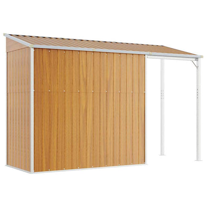 Abri de Jardin 2-en-1 avec Bûcher en Acier Galvanisé - 2,77m x 1,07m x 1,81m