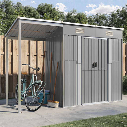 Abri de Jardin 2-en-1 avec Bûcher en Acier Galvanisé - 2,77m x 1,07m x 1,81m