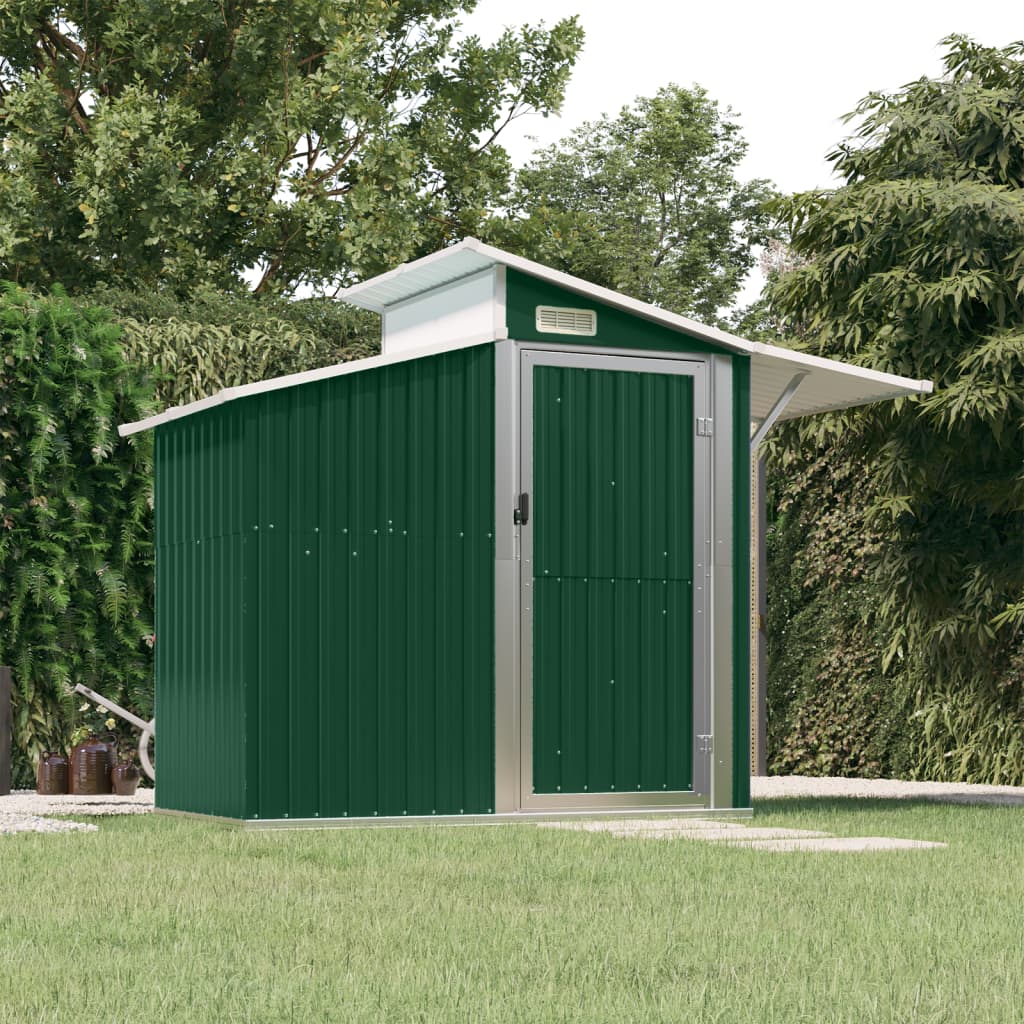 Abri de Jardin 2-en-1 en Acier Galvanisé avec Toit Lumineux - 2,70m x 1,30m x 2,08m