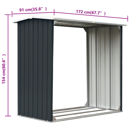 Abri à Bûches en Acier Galvanisé - 1,72m x 0,91m x 1,54m