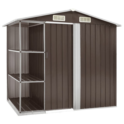 Abri de Jardin avec Étagères en Acier Galvanisé - 2,05m x 1,30m x 1,83m