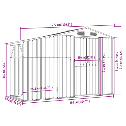 Abri de Jardin 2-en-1 avec Bûcher en Acier Galvanisé