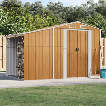 Abri de Jardin 2-en-1 avec Bûcher en Acier Galvanisé