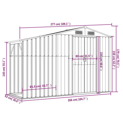 Abri de Jardin 2-en-1 avec Bûcher en Acier Galvanisé