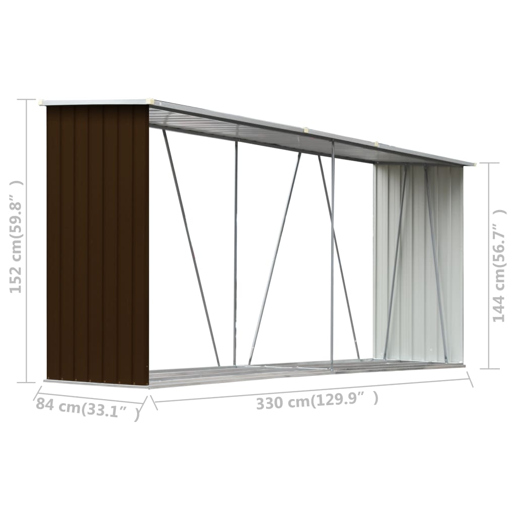 Abri à Bûches XXL en Acier Galvanisé - 3,30m x 0,84m x 1,52m