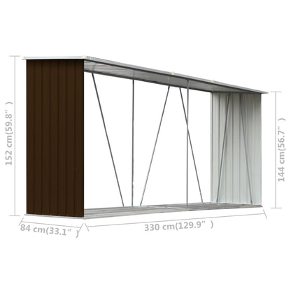 Abri à Bûches XXL en Acier Galvanisé - 3,30m x 0,84m x 1,52m