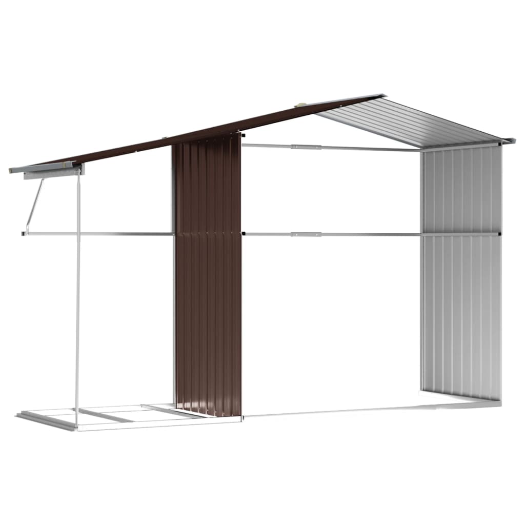 Abri de Jardin 2-en-1 avec Bûcher en Acier Galvanisé