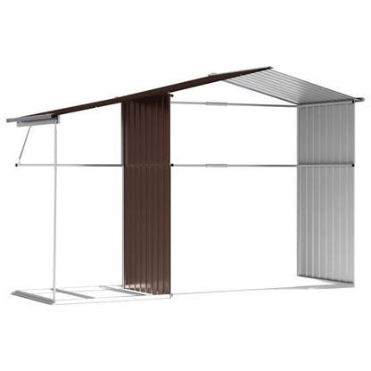 Abri de Jardin 2-en-1 avec Bûcher en Acier Galvanisé