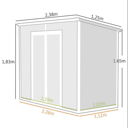 Abri de Jardin en Résine  - Étanche & Traité UV - 2,38m x 1,25m x 1,83m
