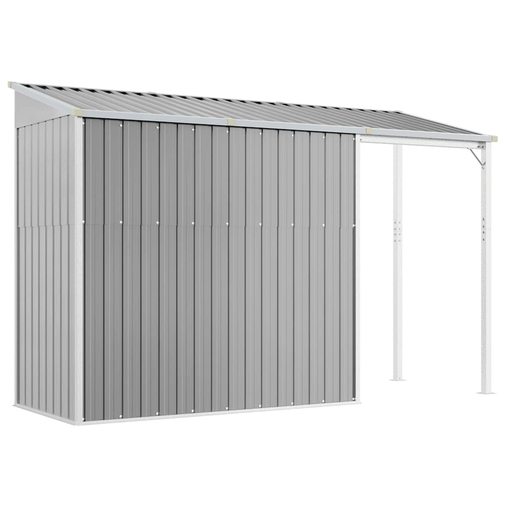 Abri de Jardin 2-en-1 avec Bûcher en Acier Galvanisé - 2,77m x 1,07m x 1,81m