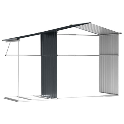 Abri de Jardin 2-en-1 avec Bûcher en Acier Galvanisé