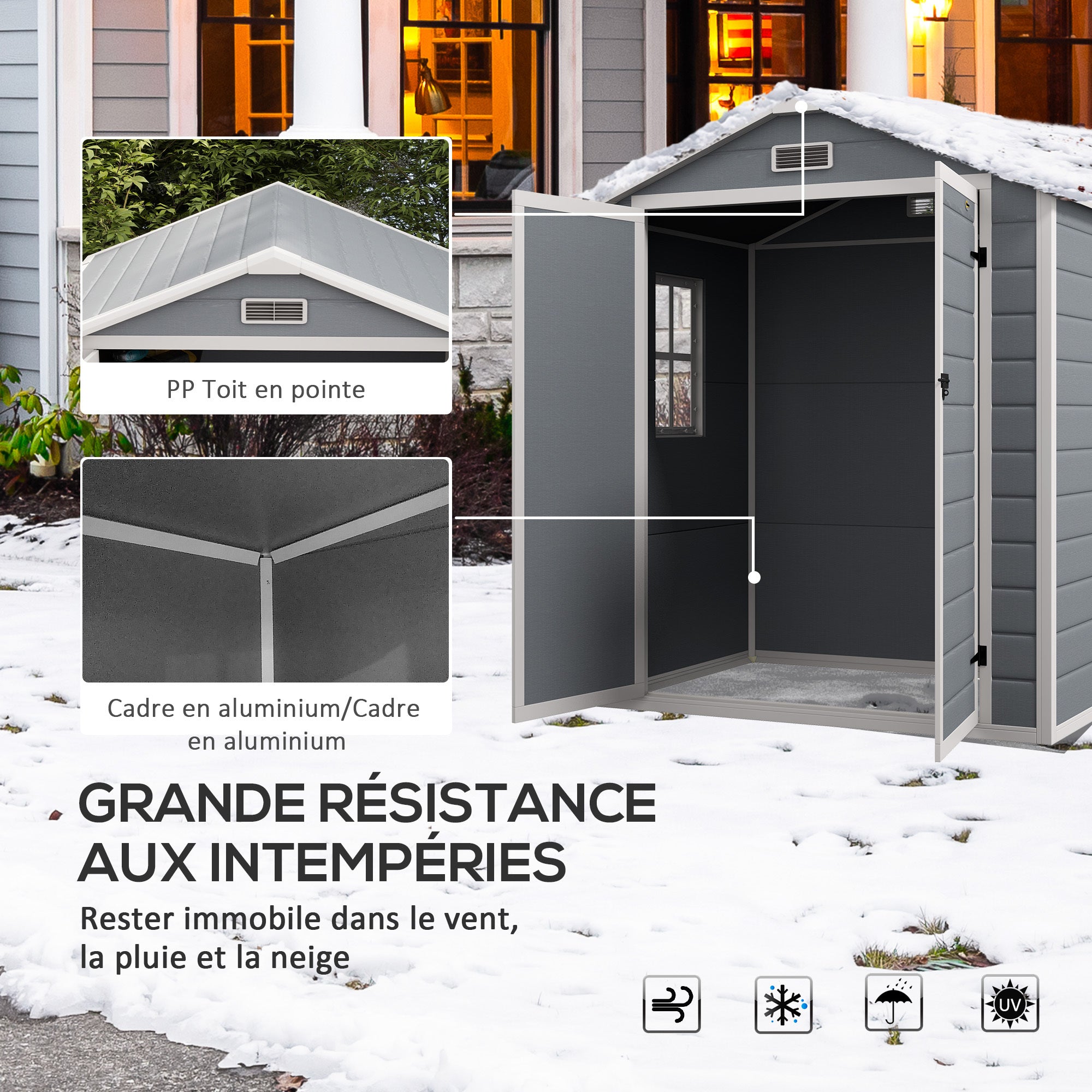 Abri de Jardin en Polypropylène - 1,83m x 1,34m x 2,10m