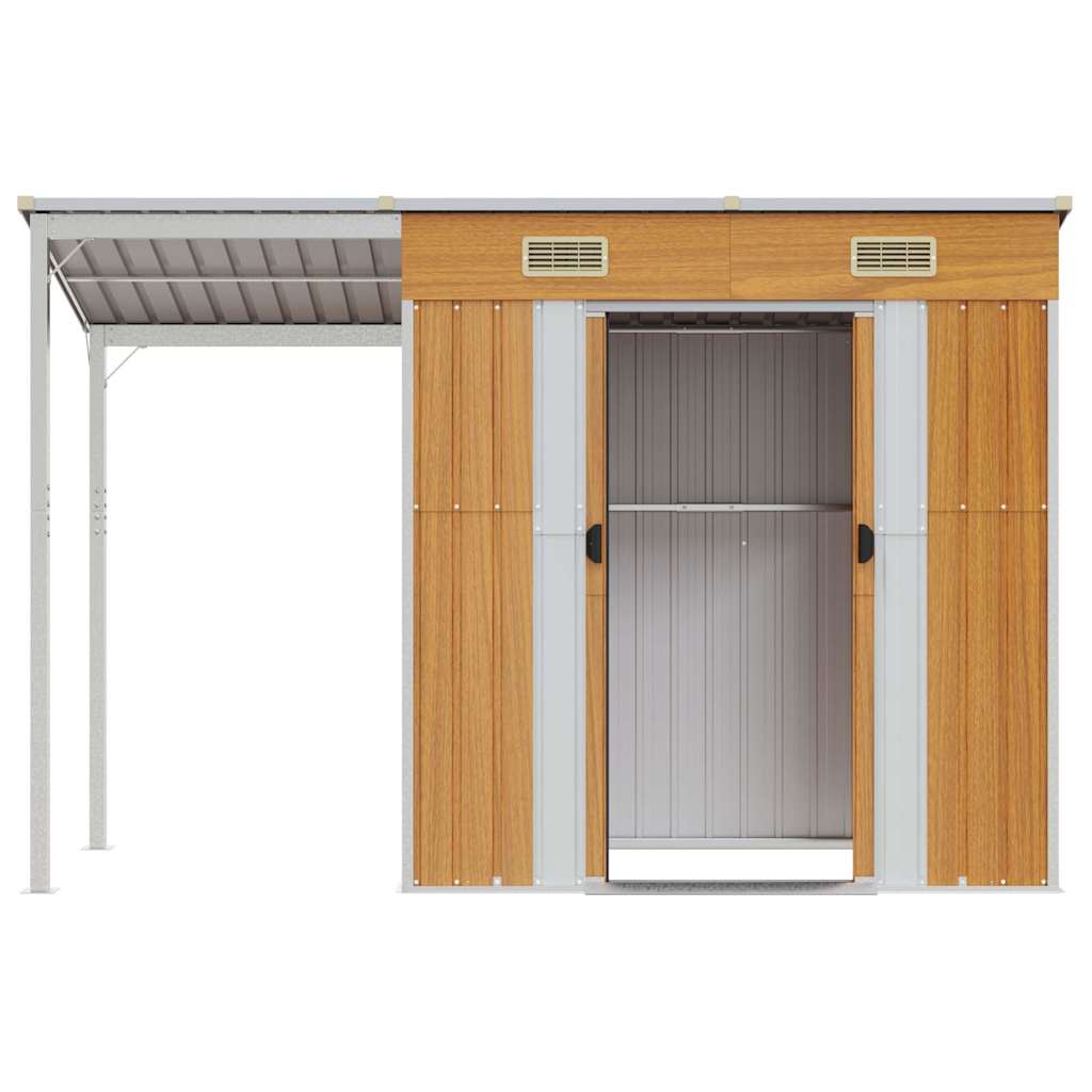 Abri de Jardin 2-en-1 avec Bûcher en Acier Galvanisé - 2,77m x 1,07m x 1,81m