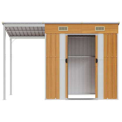 Abri de Jardin 2-en-1 avec Bûcher en Acier Galvanisé - 2,77m x 1,07m x 1,81m