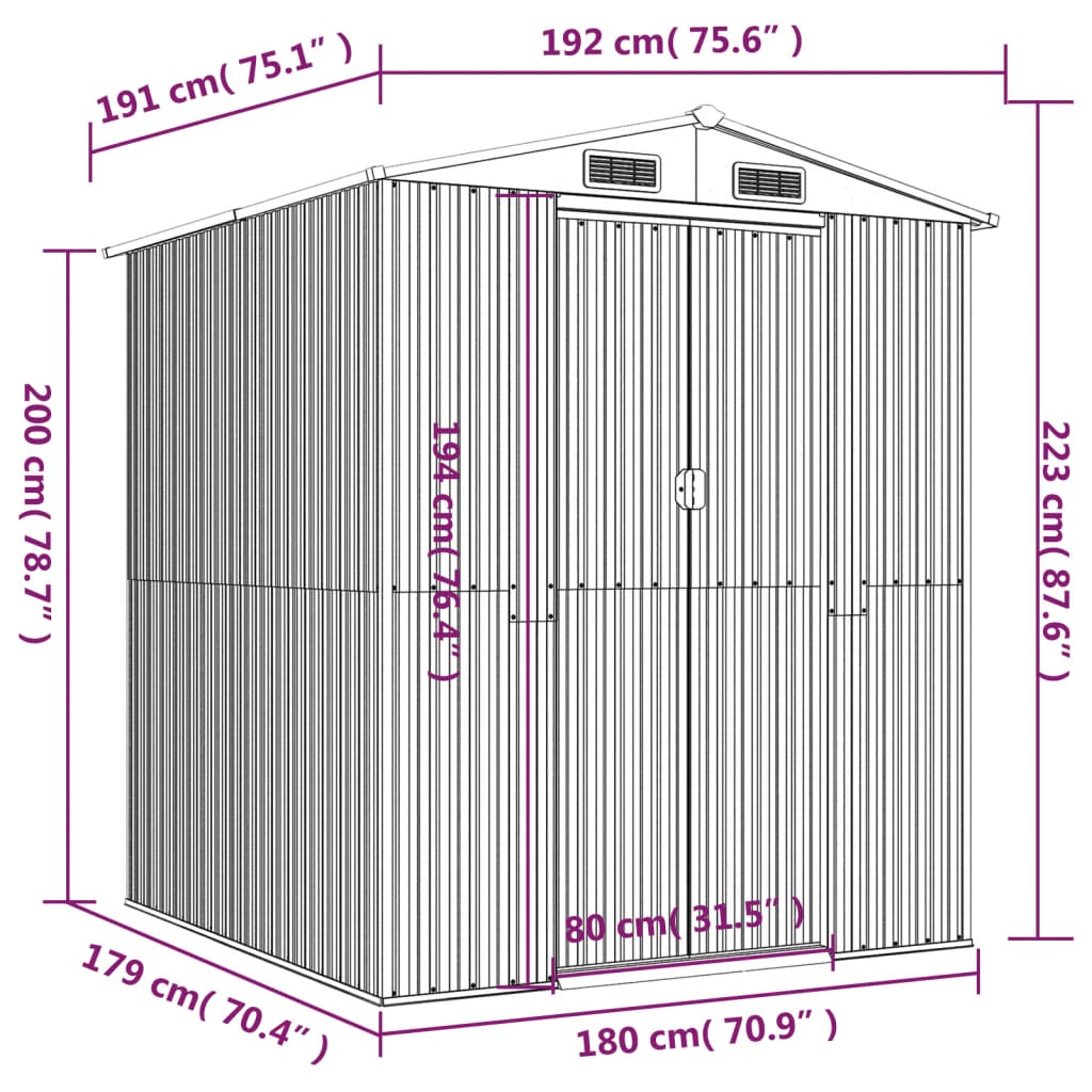 Abri de Jardin XXL modulable 10.21m/1.92m  en Acier Galvanisé