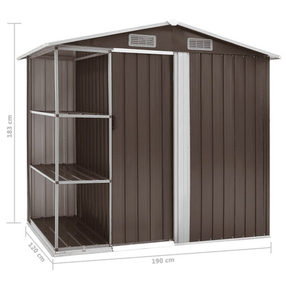 Abri de Jardin avec Étagères en Acier Galvanisé - 2,05m x 1,30m x 1,83m