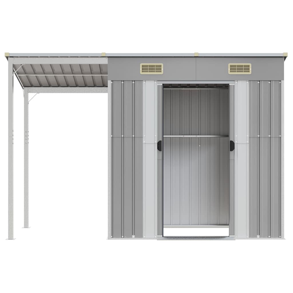Abri de Jardin 2-en-1 avec Bûcher en Acier Galvanisé - 2,77m x 1,07m x 1,81m