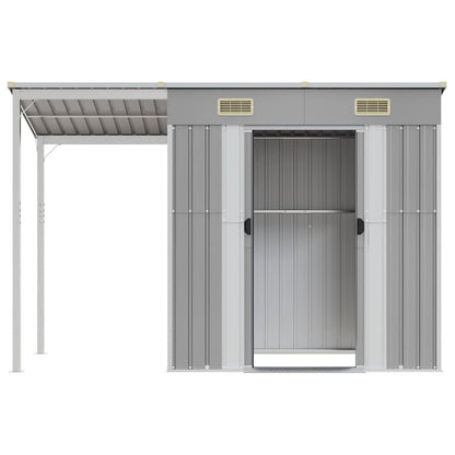 Abri de Jardin 2-en-1 avec Bûcher en Acier Galvanisé - 2,77m x 1,07m x 1,81m