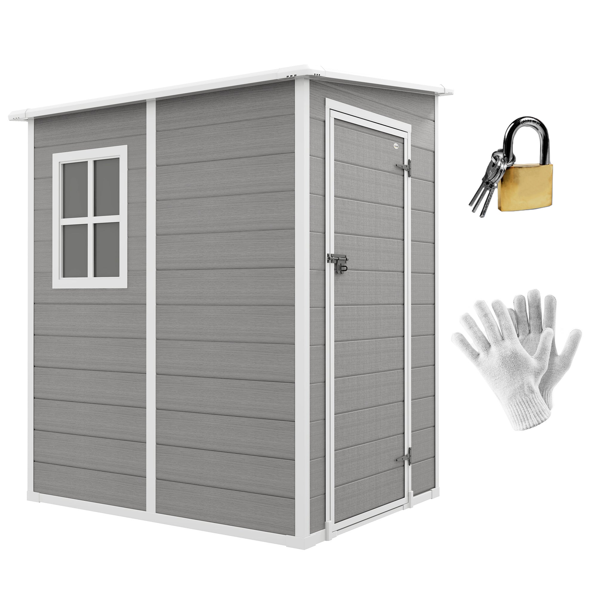 Abri de Jardin Compact en Résine Gris - 1,22m x 1,49m x 1,92m