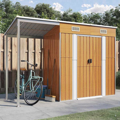 Abri de Jardin 2-en-1 avec Bûcher en Acier Galvanisé - 2,77m x 1,07m x 1,81m