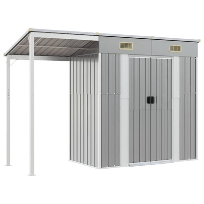 Abri de Jardin 2-en-1 avec Bûcher en Acier Galvanisé - 2,77m x 1,07m x 1,81m