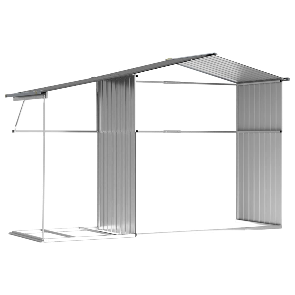 Abri de Jardin 2-en-1 avec Bûcher en Acier Galvanisé