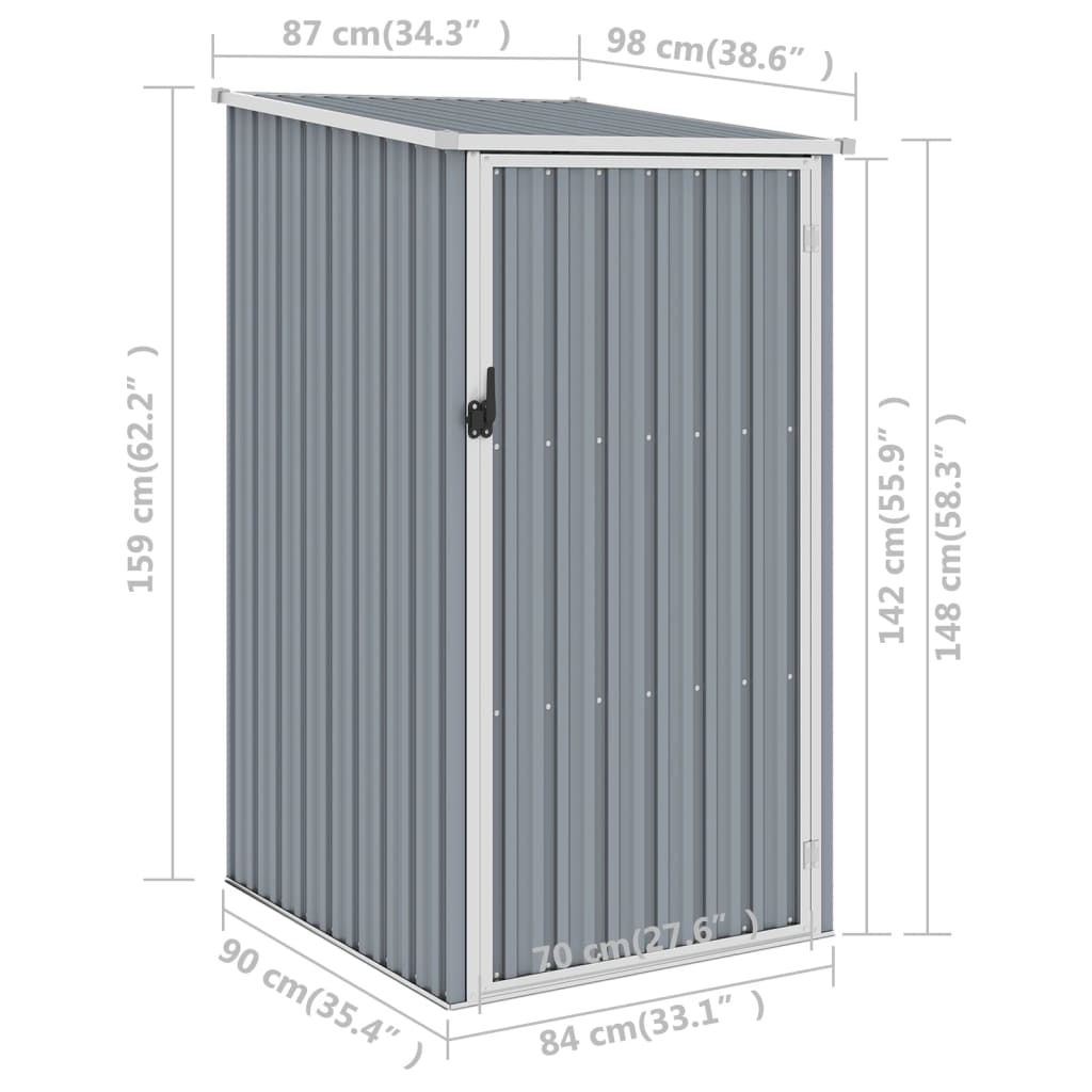 Abri à outils en Acier Galvanisé - 0,87m x 0,98m x 1,59m