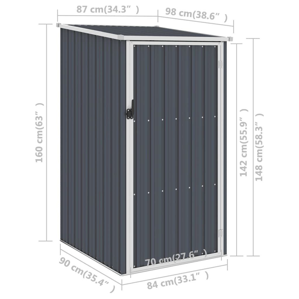 Abri à outils en Acier Galvanisé - 0,87m x 0,98m x 1,59m