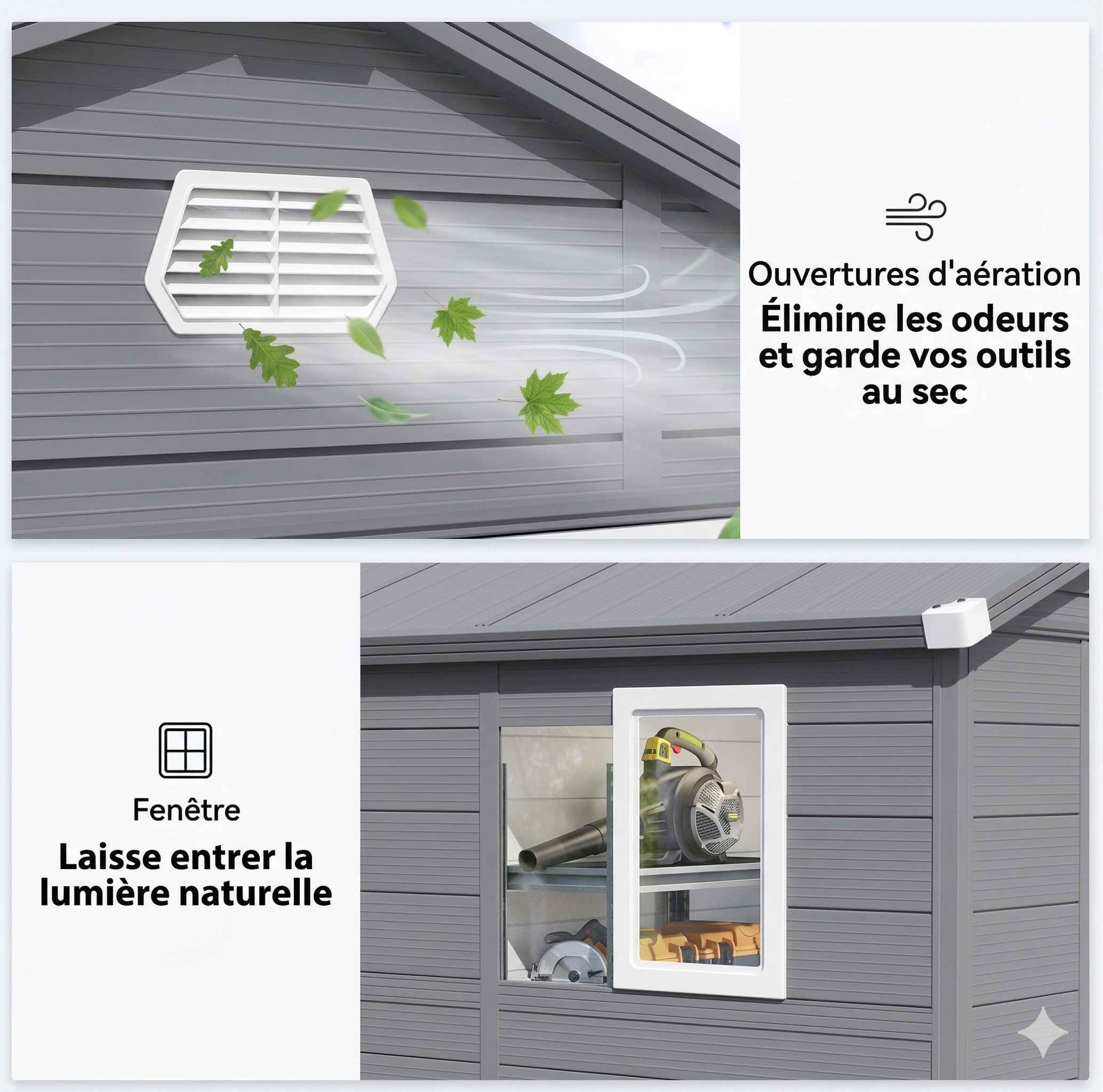 Abri de Jardin en Résine  - Étanche & Traité UV - 2,38m x 1,25m x 1,83m